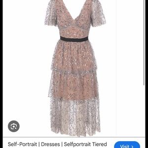 Self-Portrait Lace Midi Dress - Black and Cream
